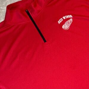 NHL Detroit Red Wings Mens XL Quarter Zip Pullover Red Long Sleeve Performance